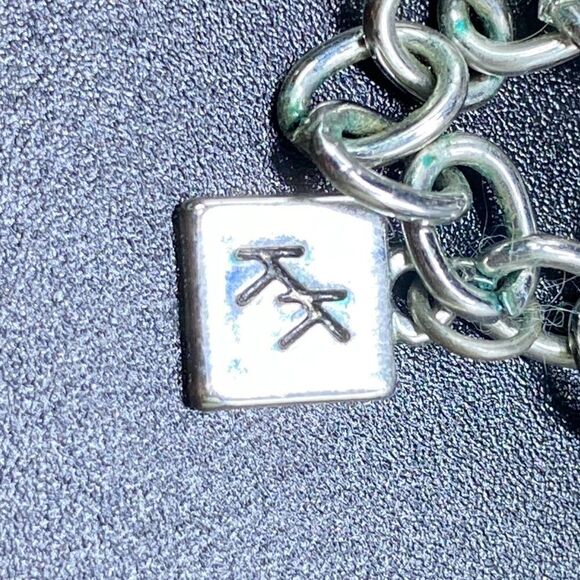 Karen Kane signed lariat necklace ring silver tone rhinestones white pear shape - Picture 13 of 16